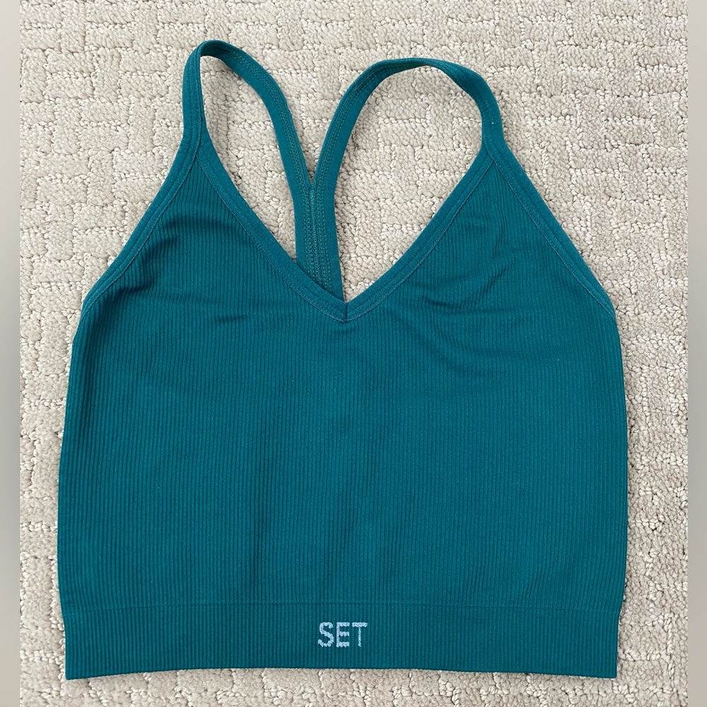 SETactive SCULPTFLEX® RIBBED V BRA color green
Size XS EUC